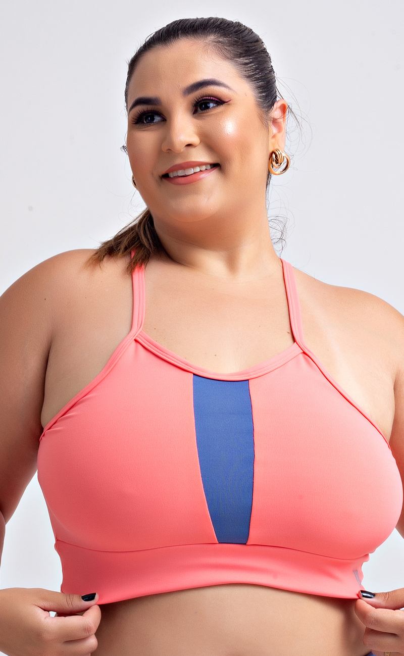 Top Fitness Nadador Alcinha Rosa Claro Plus Size