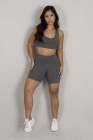 Conjunto Fitness Básico Top Nadador e Short Básico Meia Coxa Cinza