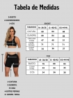 Conjunto Fitness Top Alcinha Dupla e Bermuda Cós Alto Recortes Tule Preto e Rosa Claro Move