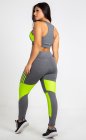 Conjunto Fitness Top Nadador e Calça Legging Cinza e Verde Dry Fit