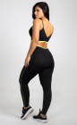 Conjunto Fitness Top Transpasse Costas e Calça Legging Preto e Verde Neon