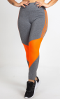 Calça Legging Cinza e Laranja Dry Fit