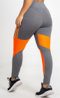 Calça Legging Cinza e Laranja Dry Fit