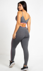 Conjunto Fitness Top Transpasse Costas e Calça Legging Cinza e Verde Neon