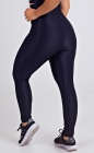 Calça Legging Canelada Preto Acetinado