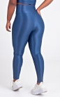 Calça Legging Canelada Azul Marinho Acetinado