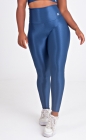 Calça Legging Canelada Azul Marinho Acetinado