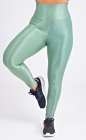 Calça Legging Canelada Verde Claro Acetinado