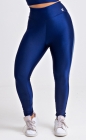 Calça Legging Azul Marinho Acetinado Detalhe Lateral