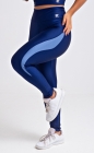 Calça Legging Azul Marinho Acetinado Detalhe Lateral