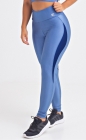 Calça Legging Vitality Azul Claro Acetinado Detalhe Lateral