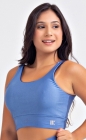 Top Fitness Azul Claro Acetinado Alça Média