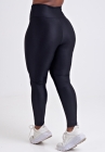 Calça Legging Cós Alto Preto Acetinado