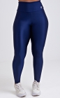 Calça Legging Cós Alto Azul Marinho Acetinado