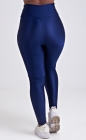 Calça Legging Cós Alto Azul Marinho Acetinado