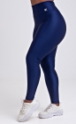 Calça Legging Cós Alto Azul Marinho Acetinado