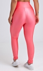 Calça Legging Cós Alto Rosa Claro Acetinado