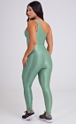 Conjunto Fitness Top e Legging Canelados Verde Claro Acetinado