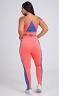 Conjunto Fitness Top Nadador e Legging Listra Lateral Rosa Claro