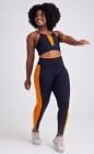 Conjunto Fitness Top Nadador e Legging Listra Lateral Preto