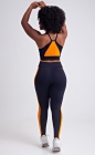 Conjunto Fitness Top Nadador e Legging Listra Lateral Preto