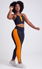 Conjunto Fitness Top Nadador e Legging Listra Lateral Preto