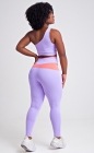 Conjunto Fitness Top Ombro Só e Legging Cós Alto Lilás Duo Colors