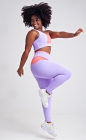 Conjunto Fitness Top Ombro Só e Legging Cós Alto Lilás Duo Colors