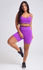 Conjunto Fitness Top e Bermuda Roxo Detalhe Preto