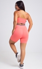 Conjunto Fitness Top e Bermuda Rosa Claro Detalhe Azul