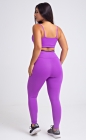 Conjunto Fitness Top e Calça Legging Roxa Detalhe Preto