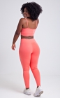 Conjunto Fitness Top de Alcinha Liso e Calça Legging com Bolso e Viés Rosa Claro