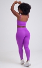 Conjunto Fitness Top de Alcinha Liso e Calça Legging com Bolso e Viés Roxo