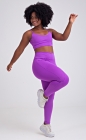 Conjunto Fitness Top de Alcinha Liso e Calça Legging com Bolso e Viés Roxo