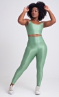 Conjunto Fitness Top Alcinha e Calça Legging com viés Verde Claro Acetinado