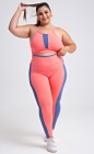 Conjunto Fitness Top Nadador e Legging Listra Lateral Rosa Claro Plus Size