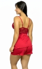 Short Doll com Pala Rendada sem bojo Vermelho