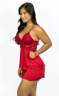 Short Doll com Pala Rendada sem bojo Vermelho