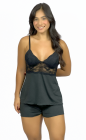 Short Doll com Pala Rendada sem bojo Preto
