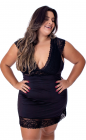 Camisola Plus Size Detalhe Em Renda 