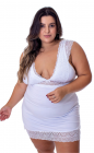 Camisola Plus Size Detalhe Em Renda 