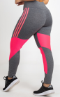 Calça Legging Cinza e Rosa Dry Fit