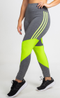 Calça Legging Cinza e Verde Dry Fit