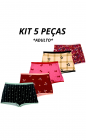 Kit 5 Calcinhas Cueca Box Estampada Feminina Adulto Suede Conforto