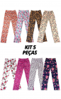 Kit 5 Calça Legging Infantil Estampada