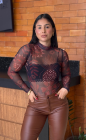 Body Comprido Tule Estampado 