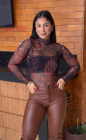 Body Comprido Tule Estampado 