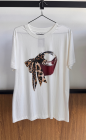 Camisa T-Shirt Algodão Laço Feminina Branca 